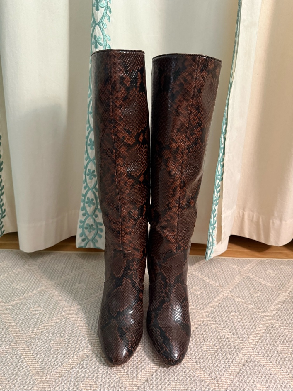Loeffler Randall Brown Snakeskin Over-the-Knee Boots